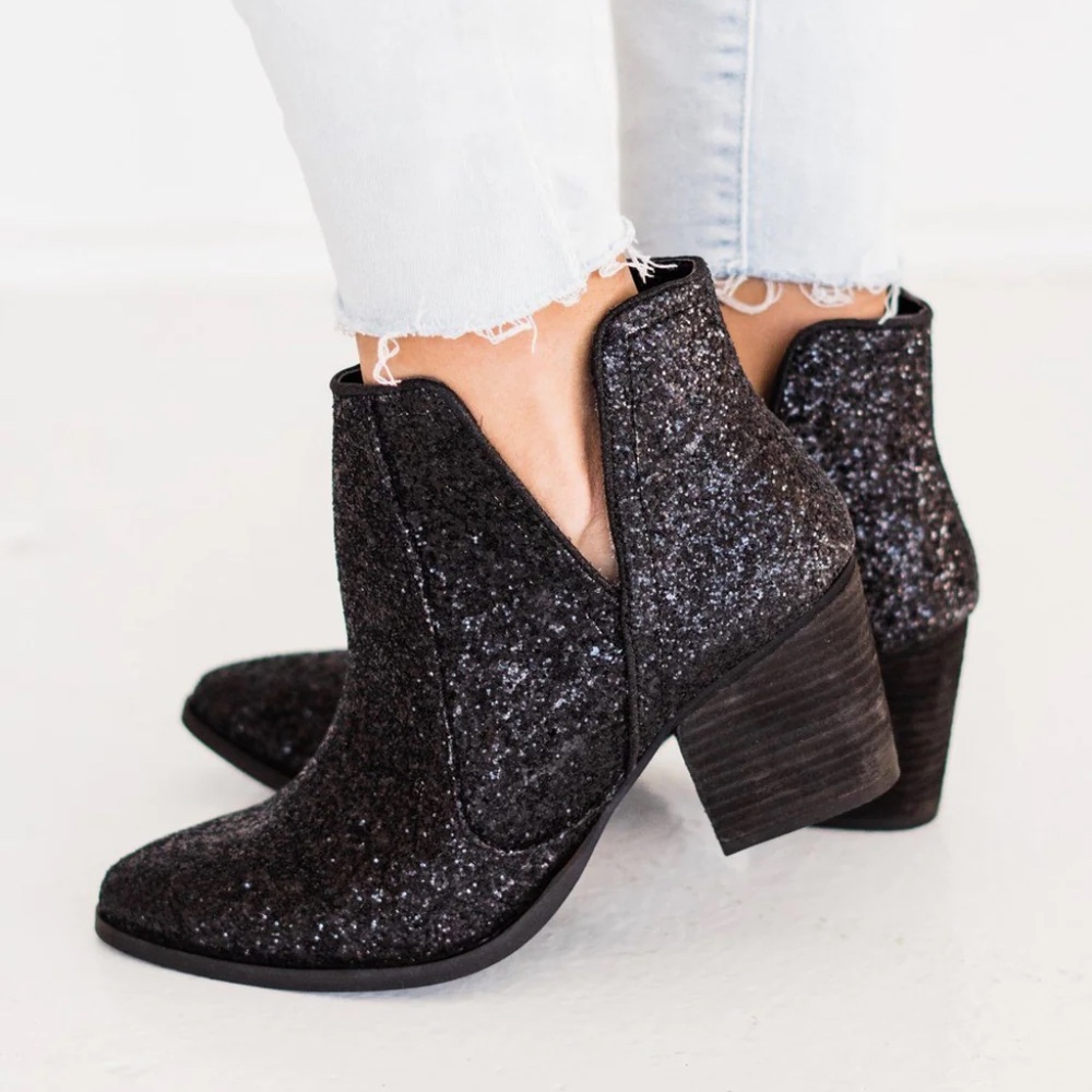 Fiera Glitter Booties in Black by Not Rated